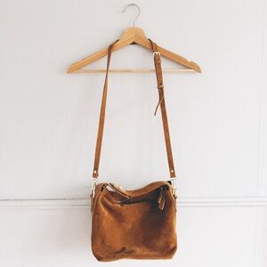CLAUDIA FIRENZE > Folded Handle Suede Crossbody